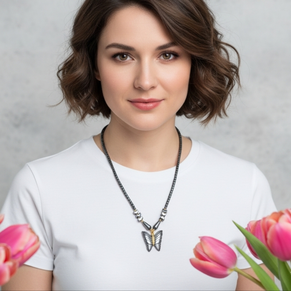 Black Onyx Butterfly Necklace